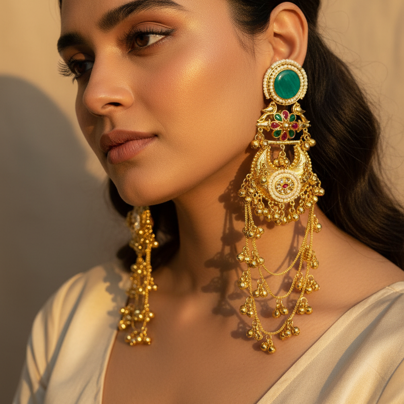 Mint Chand Kashimiri Earrings