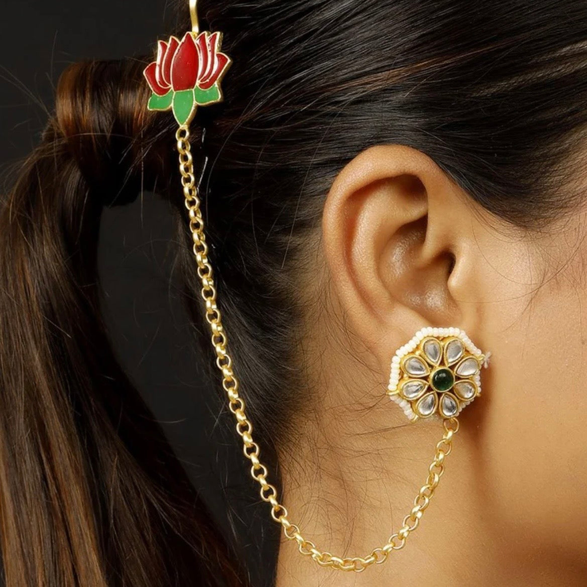 Lotus Studs with Sahara Earrings
