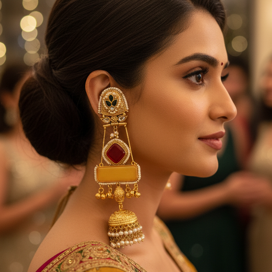 Designer Stone Kashmiri Earrings