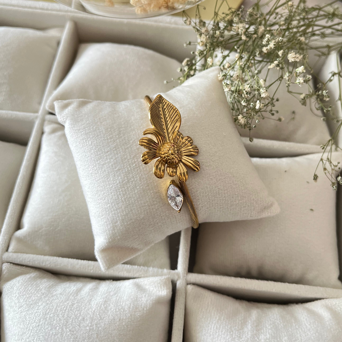 Flower Leaf Cuff Bracelet