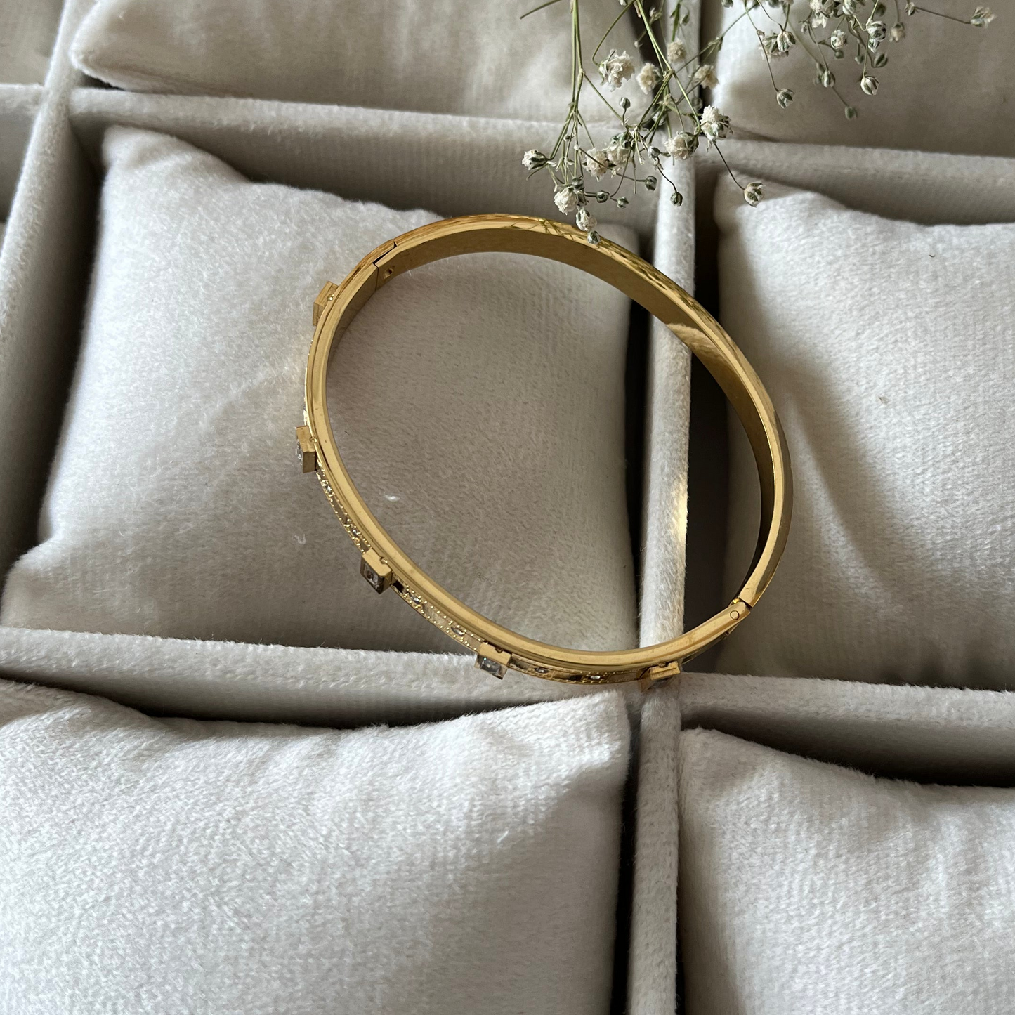 AD & Stone Cuff Bracelet