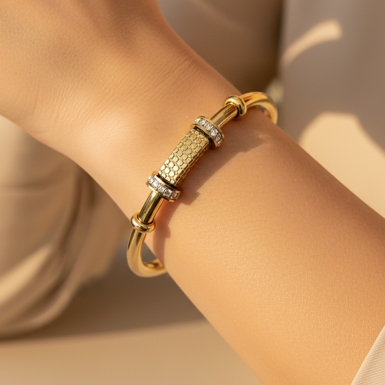Gold AD Ring Cuff Bracelet
