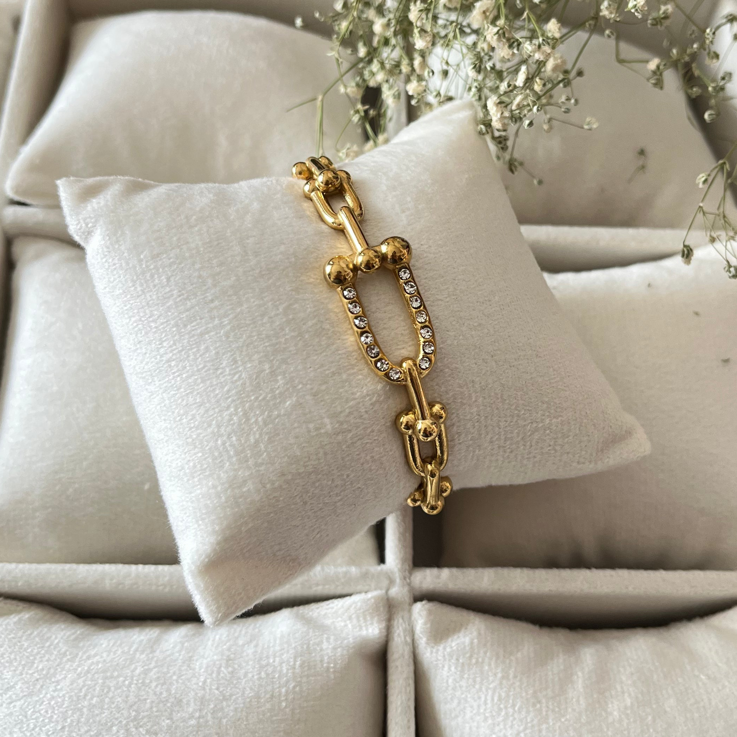 Gold AD Studded Cuff Bracelet