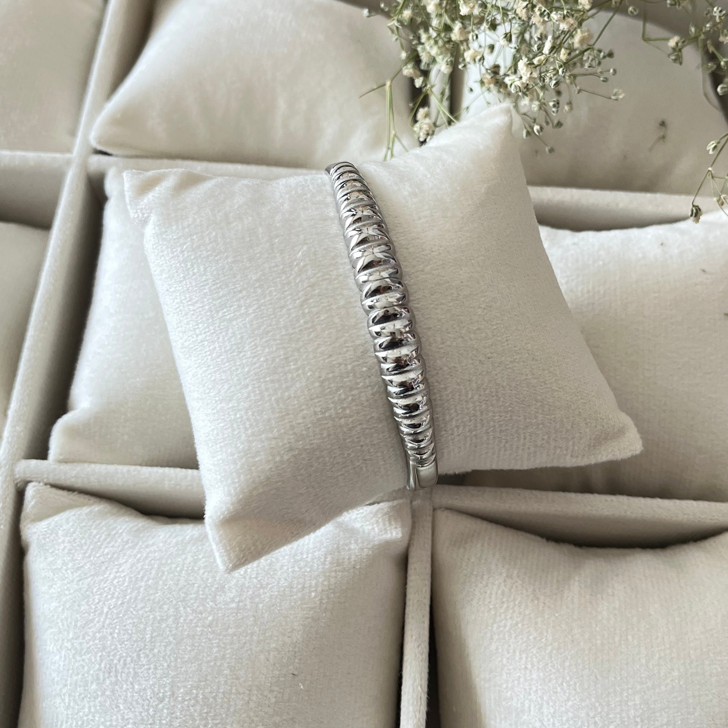 Silver Textured Cuff Bracelet