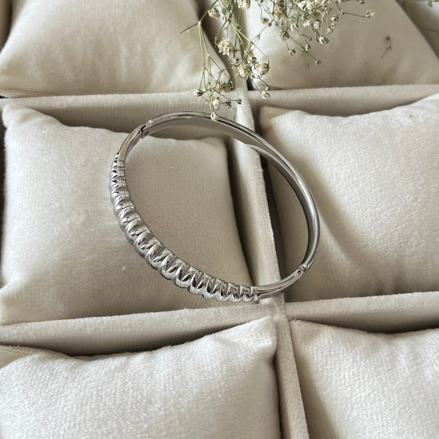 Silver Textured Cuff Bracelet