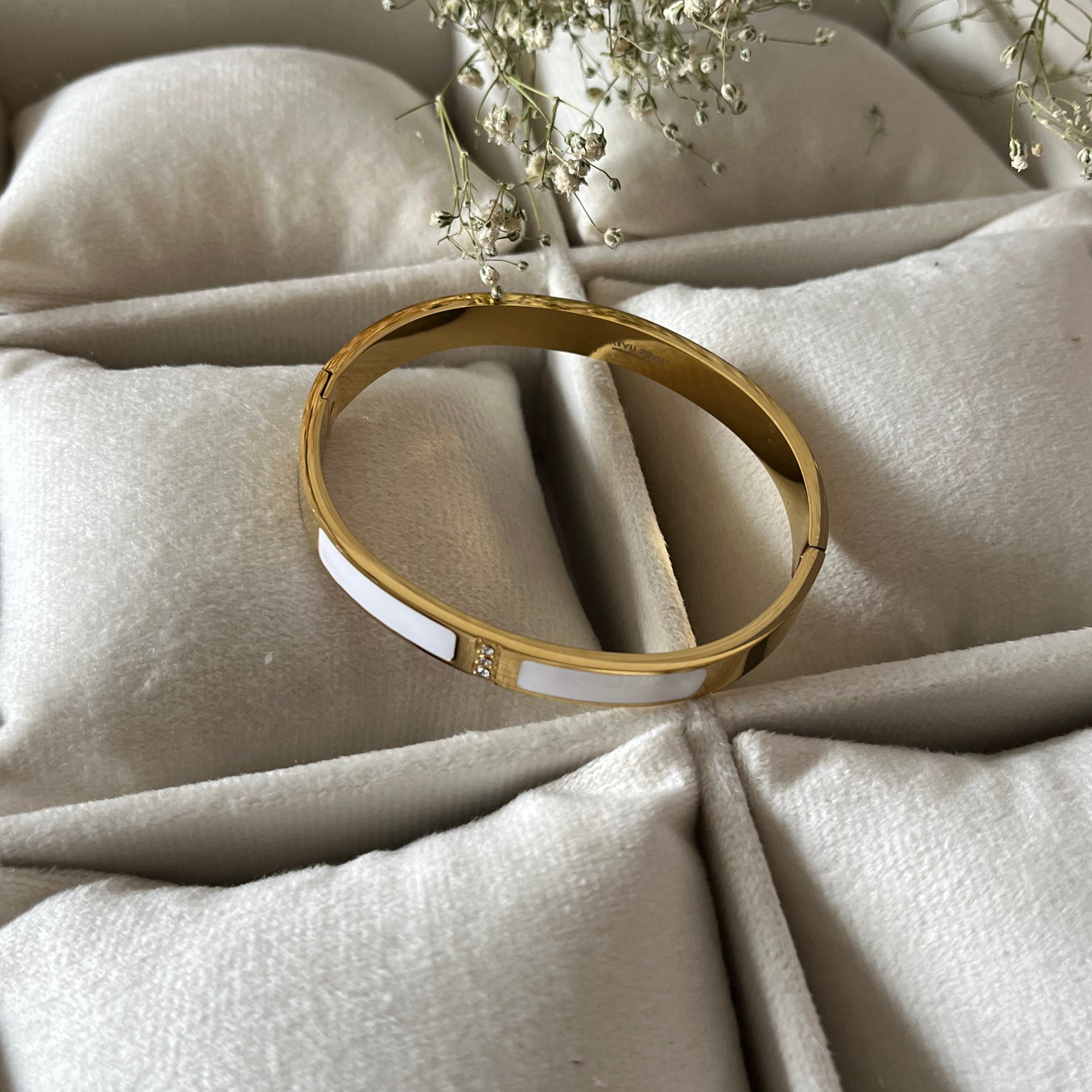 White AD Studded Cuff Bracelet