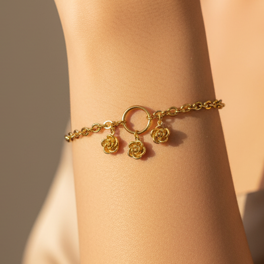 Gold Rose Chain Bracelet