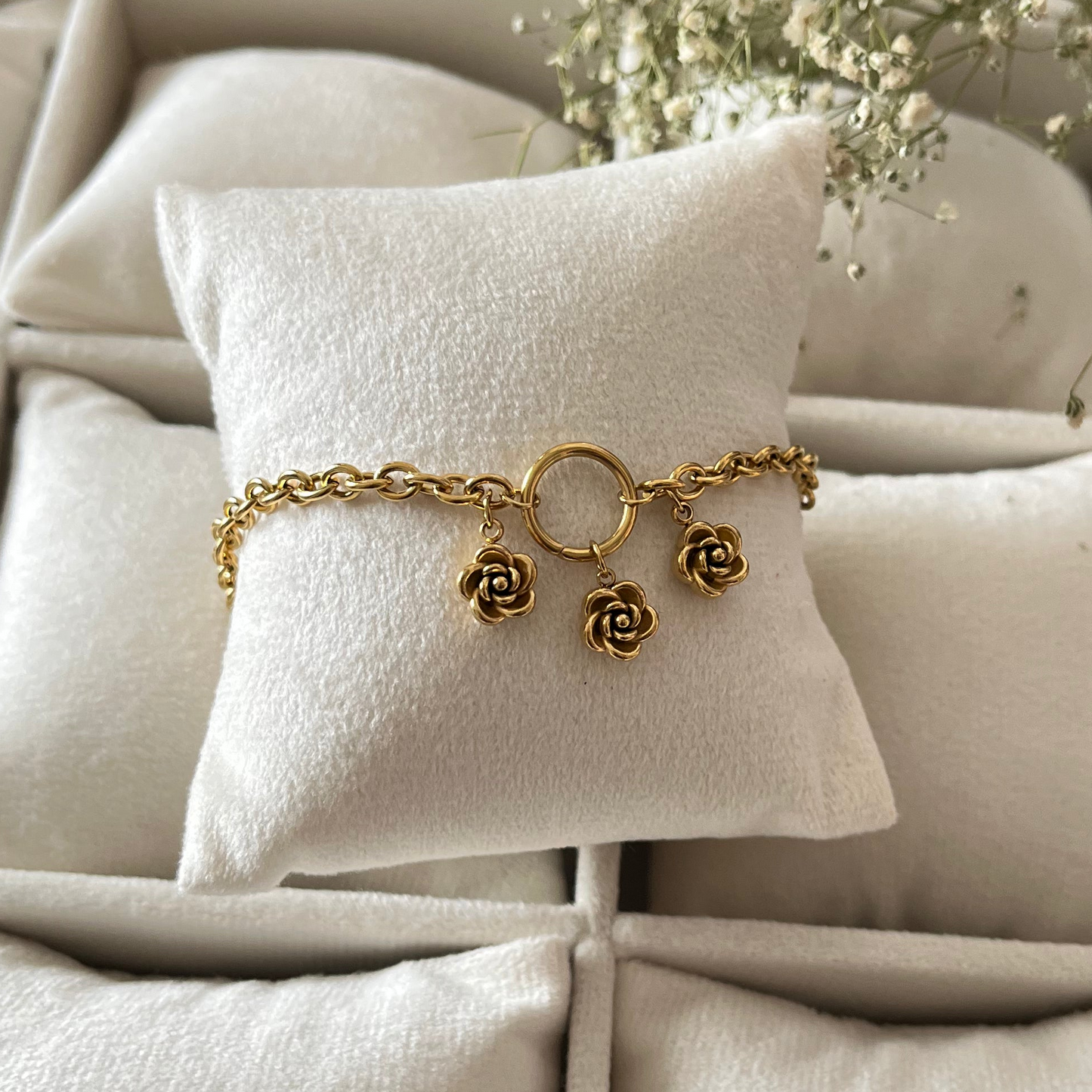 Gold Rose Chain Bracelet