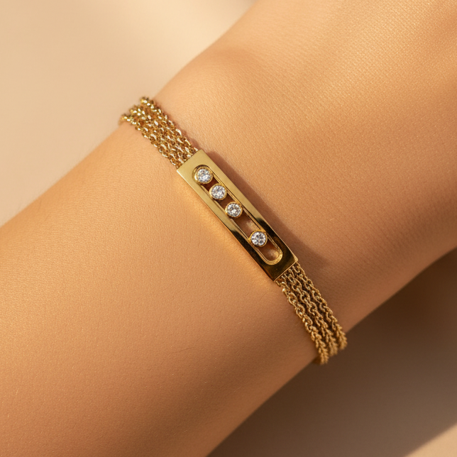 Green Heart Tennis Chain Bracelet
