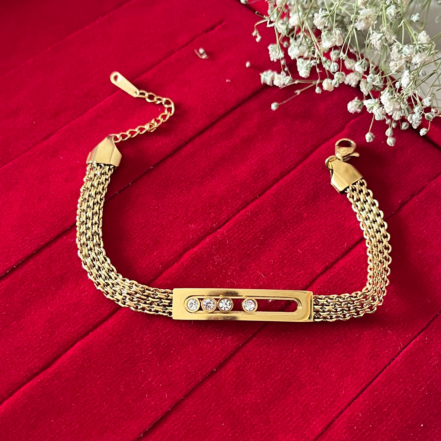 Green Heart Tennis Chain Bracelet