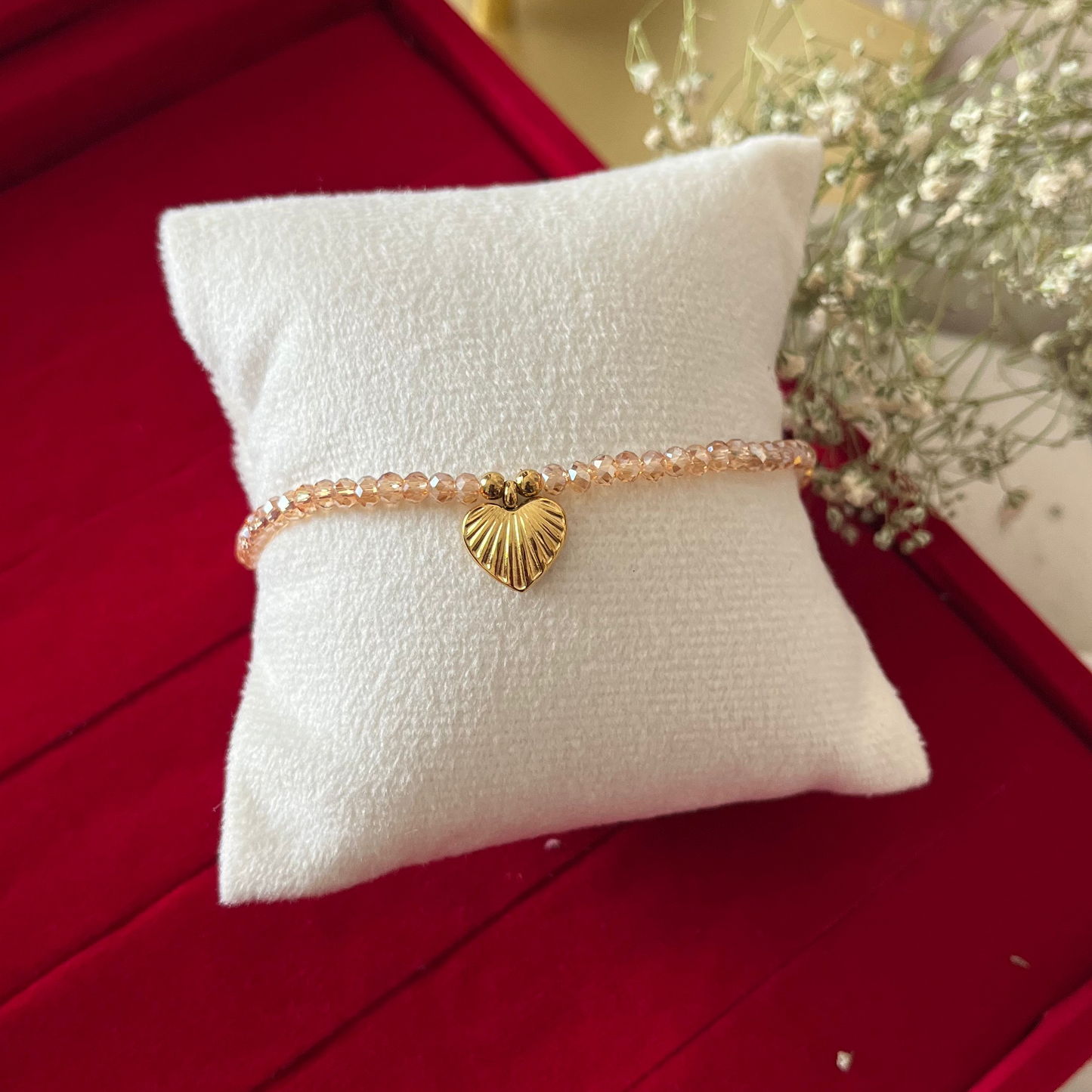Beige Beads Chain Bracelet