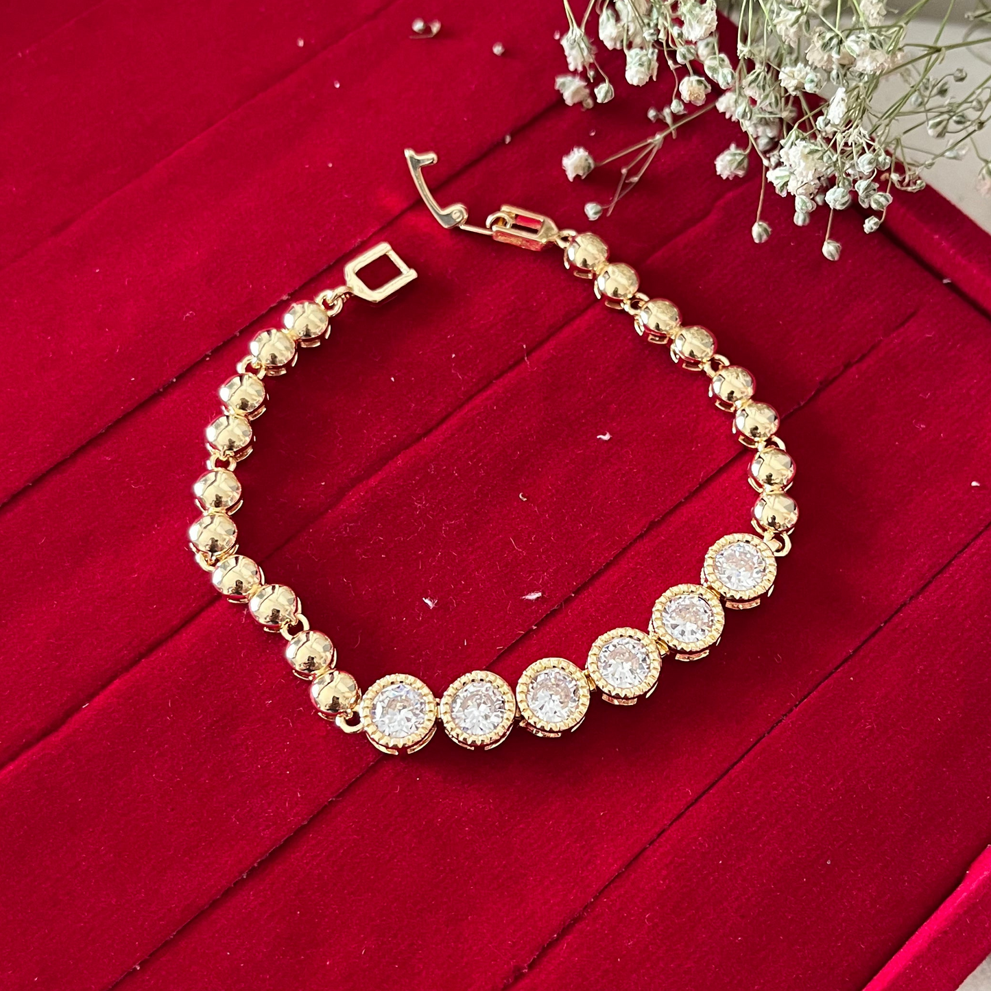 White Stone Gold Chain Bracelet