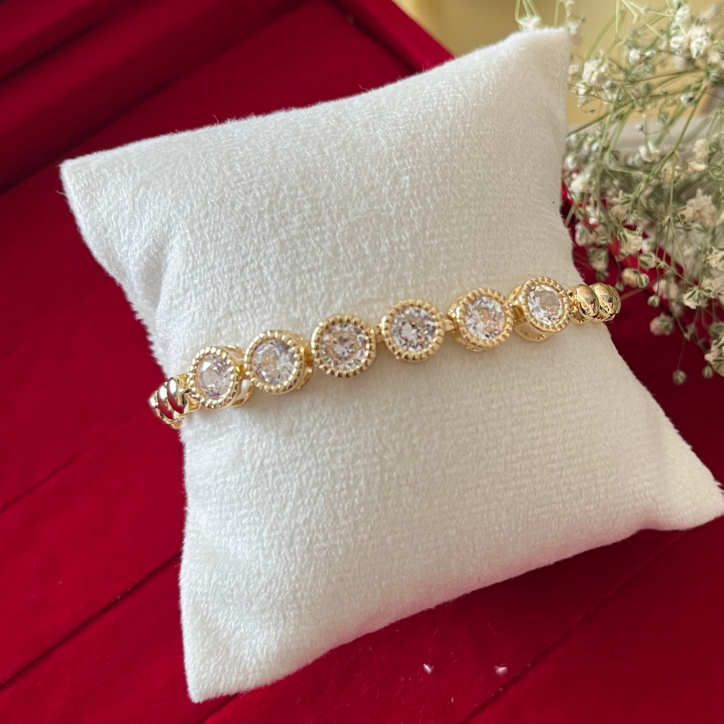 White Stone Gold Chain Bracelet