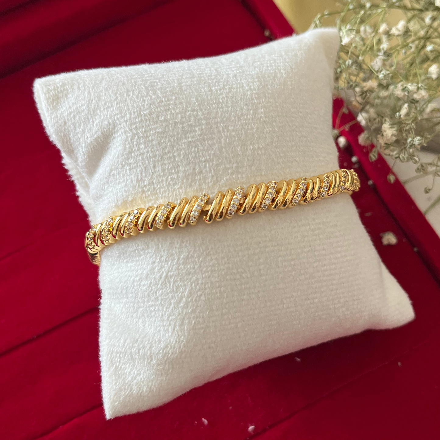 AD Studded Gold Chain Bracelet
