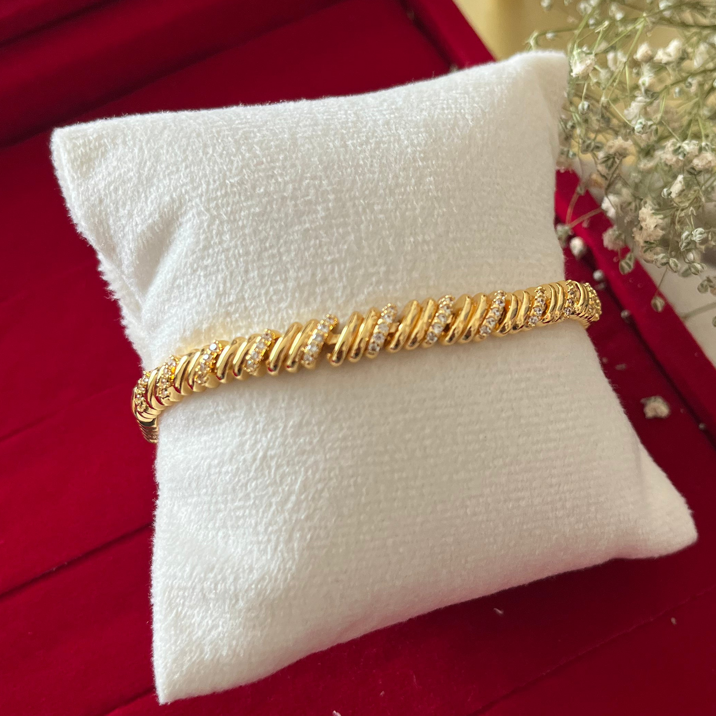 AD Studded Gold Chain Bracelet
