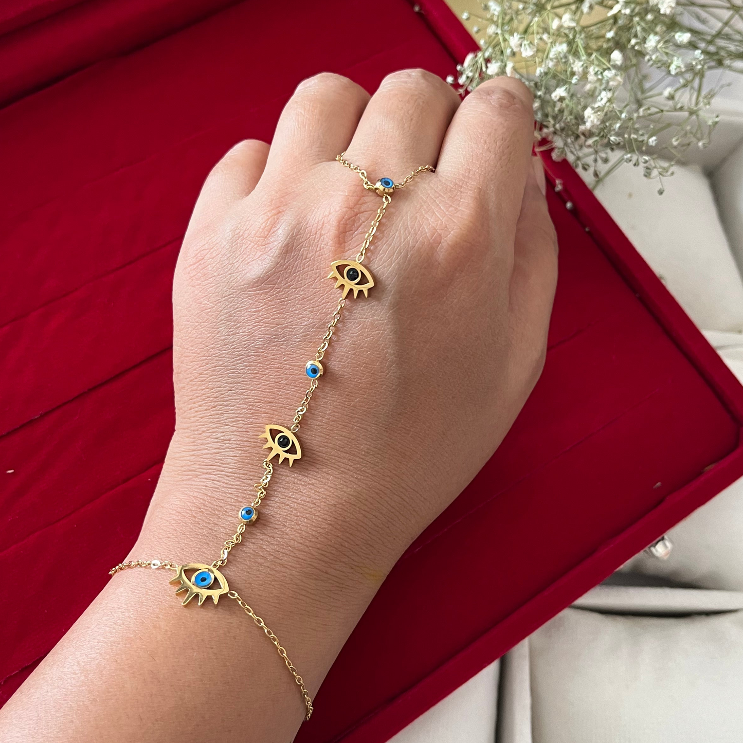 Evil Eye Finger Chain Bracelet