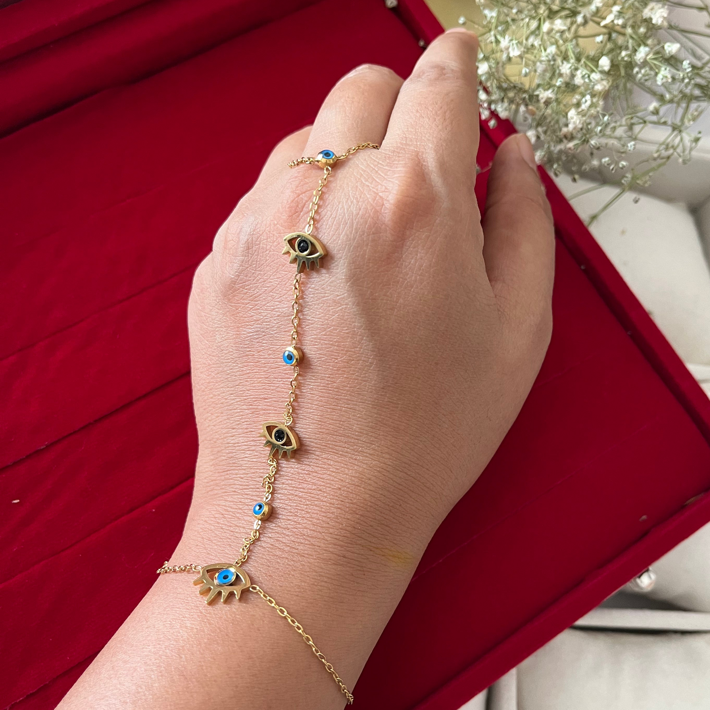 Evil Eye Finger Chain Bracelet