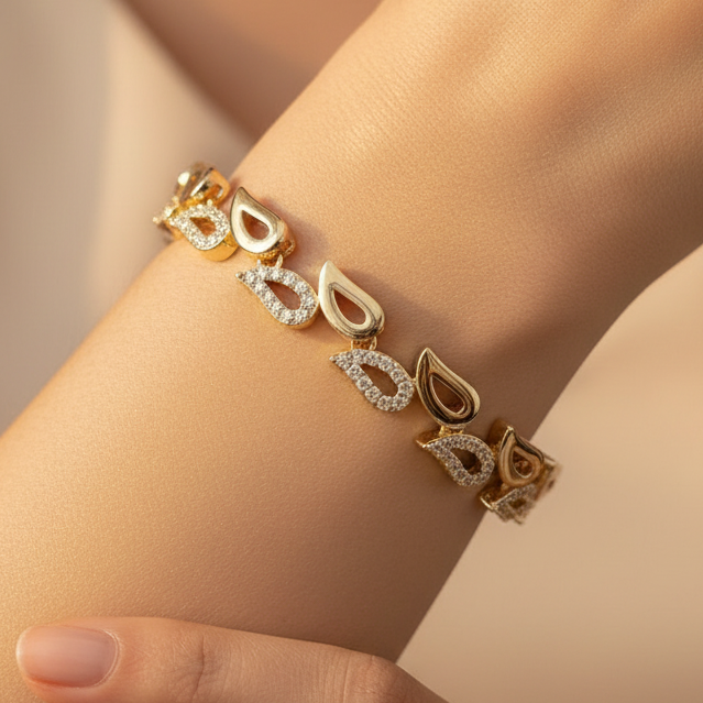 Gold AD Drop Chain Bracelet