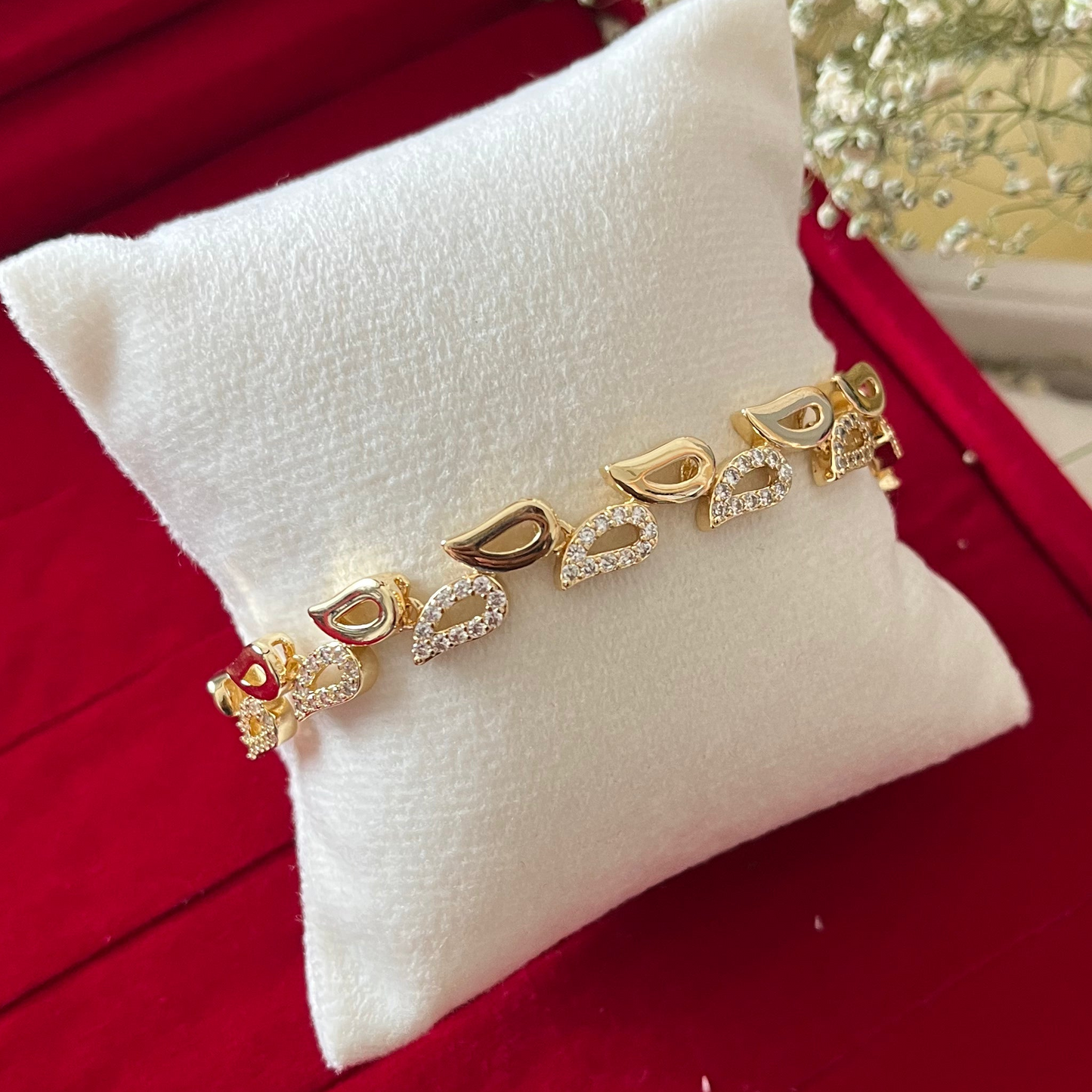 Gold AD Drop Chain Bracelet