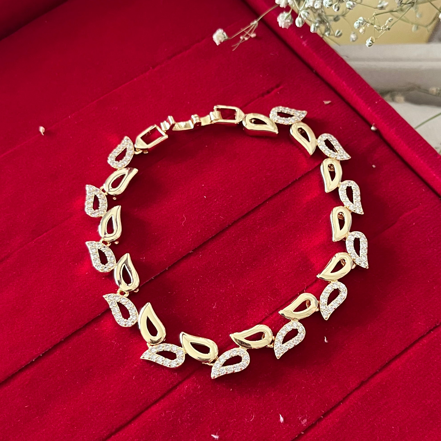 Gold AD Drop Chain Bracelet