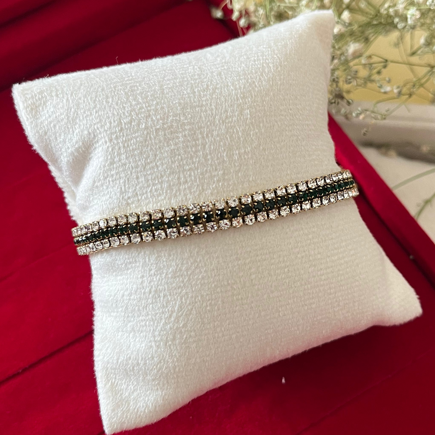 Green & White Tennis Bracelet