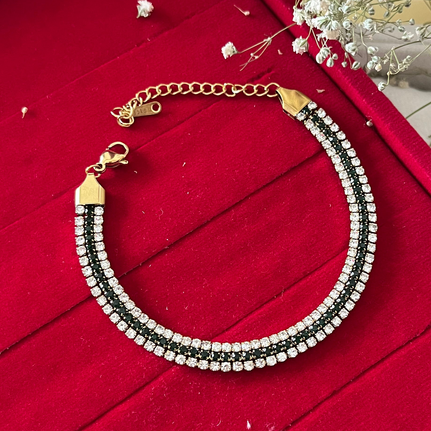 Green & White Tennis Bracelet