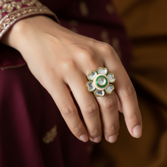 Flower Kundan Rings