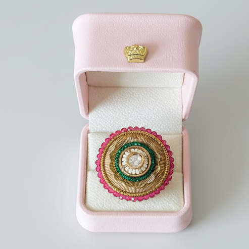 Gold Beads Statement Ring