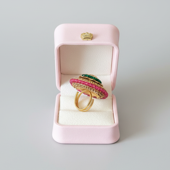 Gold Beads Statement Ring