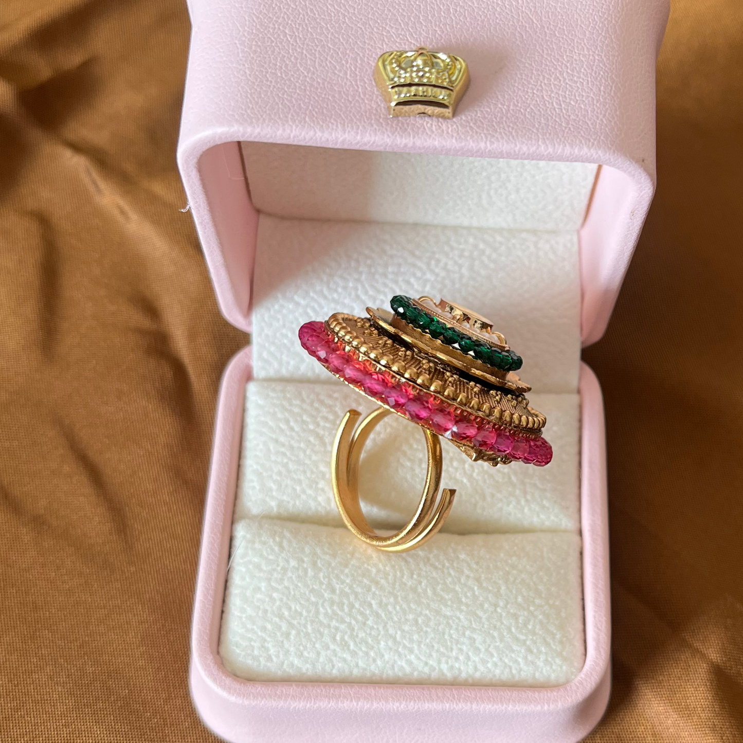 Gold Beads Statement Ring
