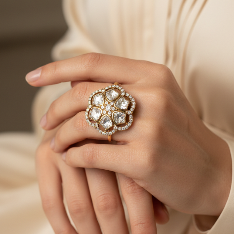 Statement Kundan Zircon Rings