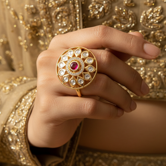Red & White Stone Ring