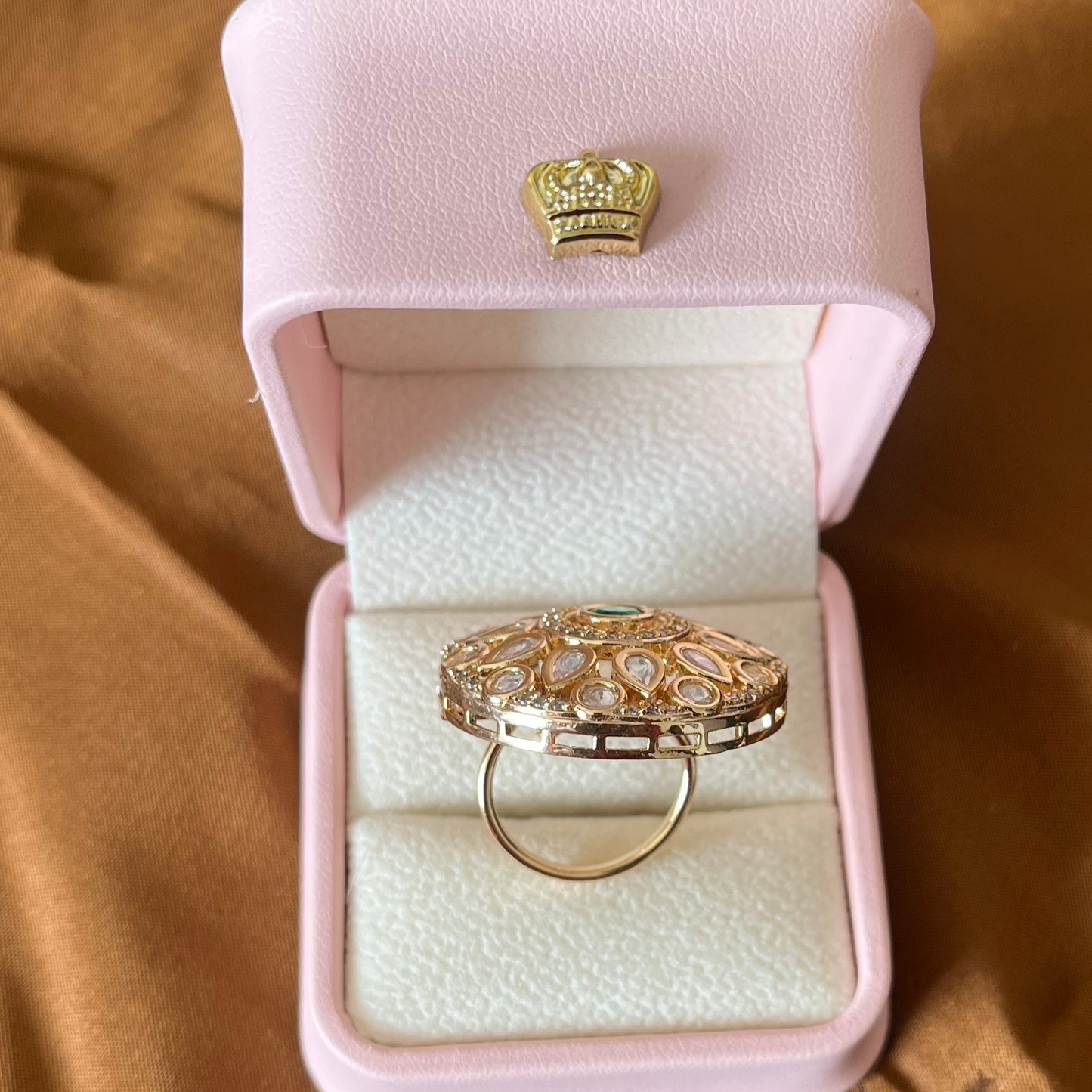 Green Stone Kundan Ring