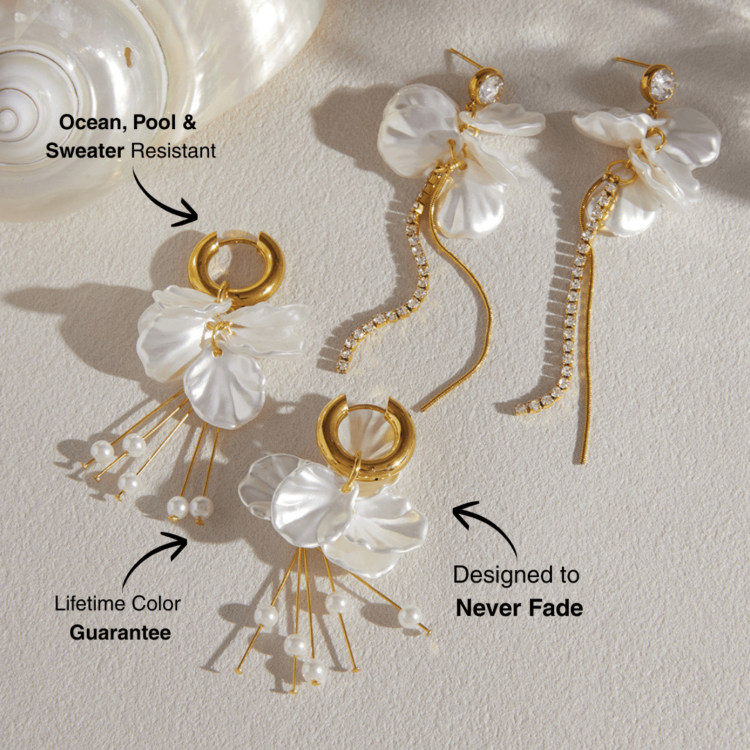 Flower Petal Tennis Drop Earring
