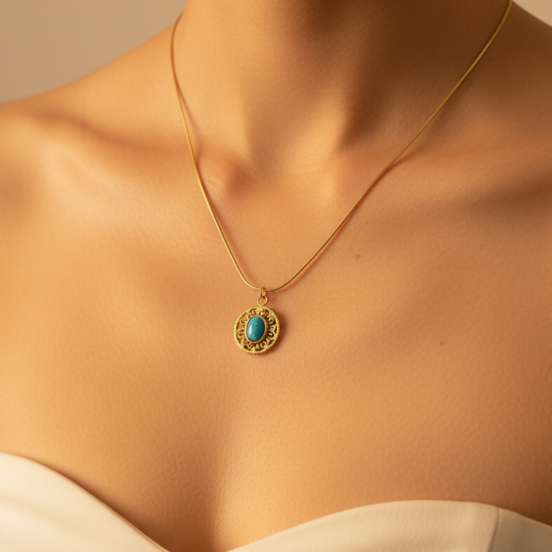 Turquoise Stone Chain Necklace