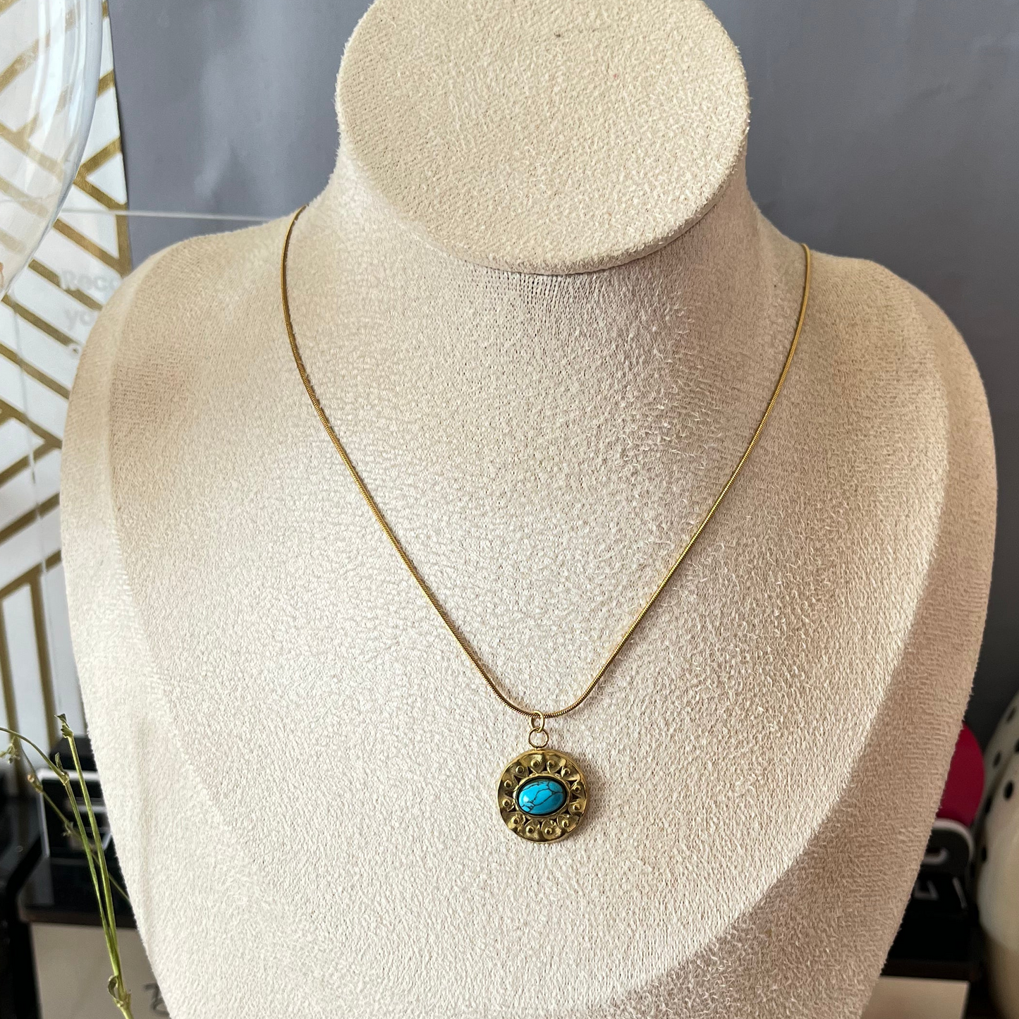 Turquoise Stone Chain Necklace