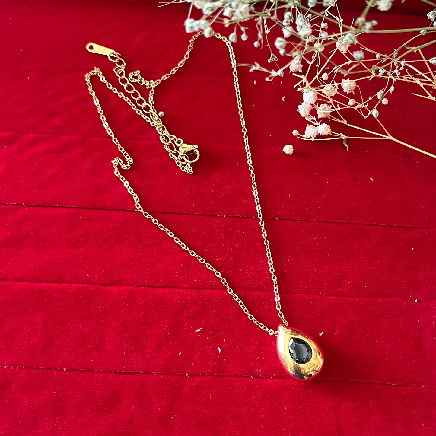 Black Stone Chain Necklace