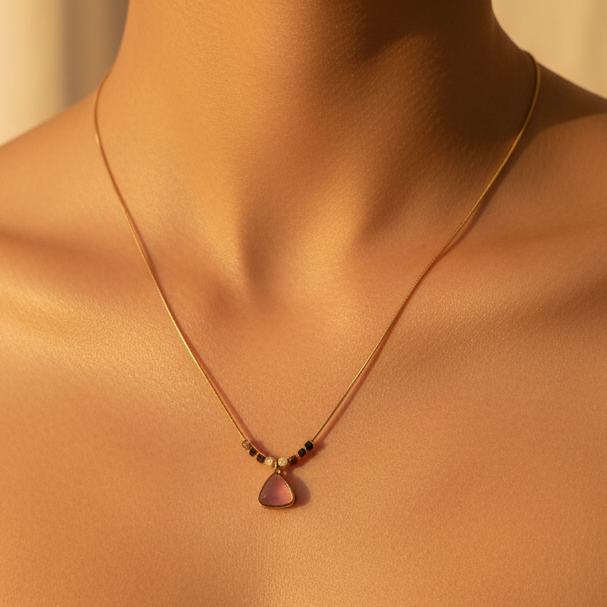 Mauve Pink Chain Necklace Set