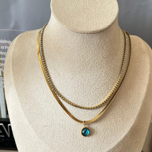 Evil Eye Double Layered Chain Necklace