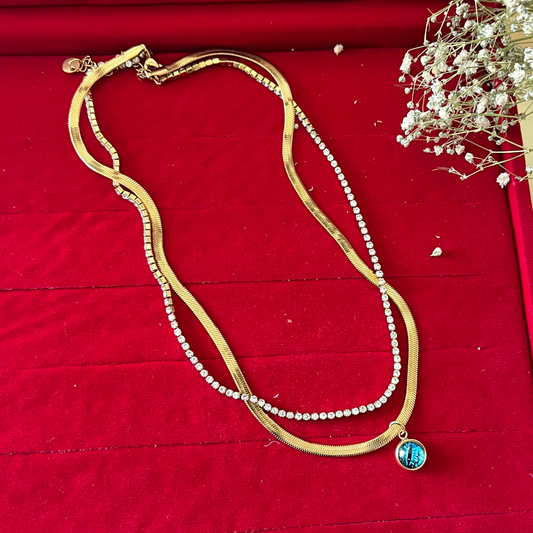 Evil Eye Double Layered Chain Necklace