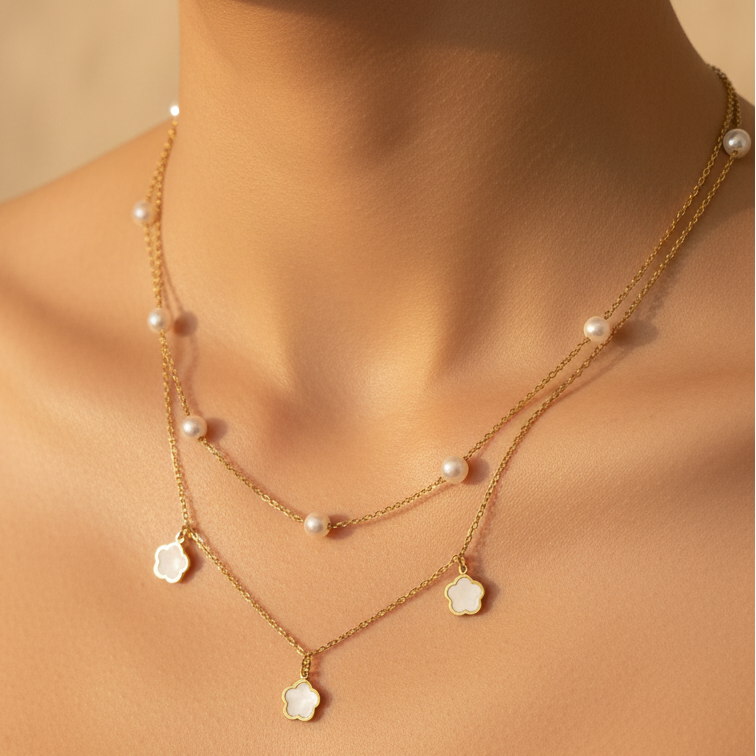 Pearl Clover Chain Necklace