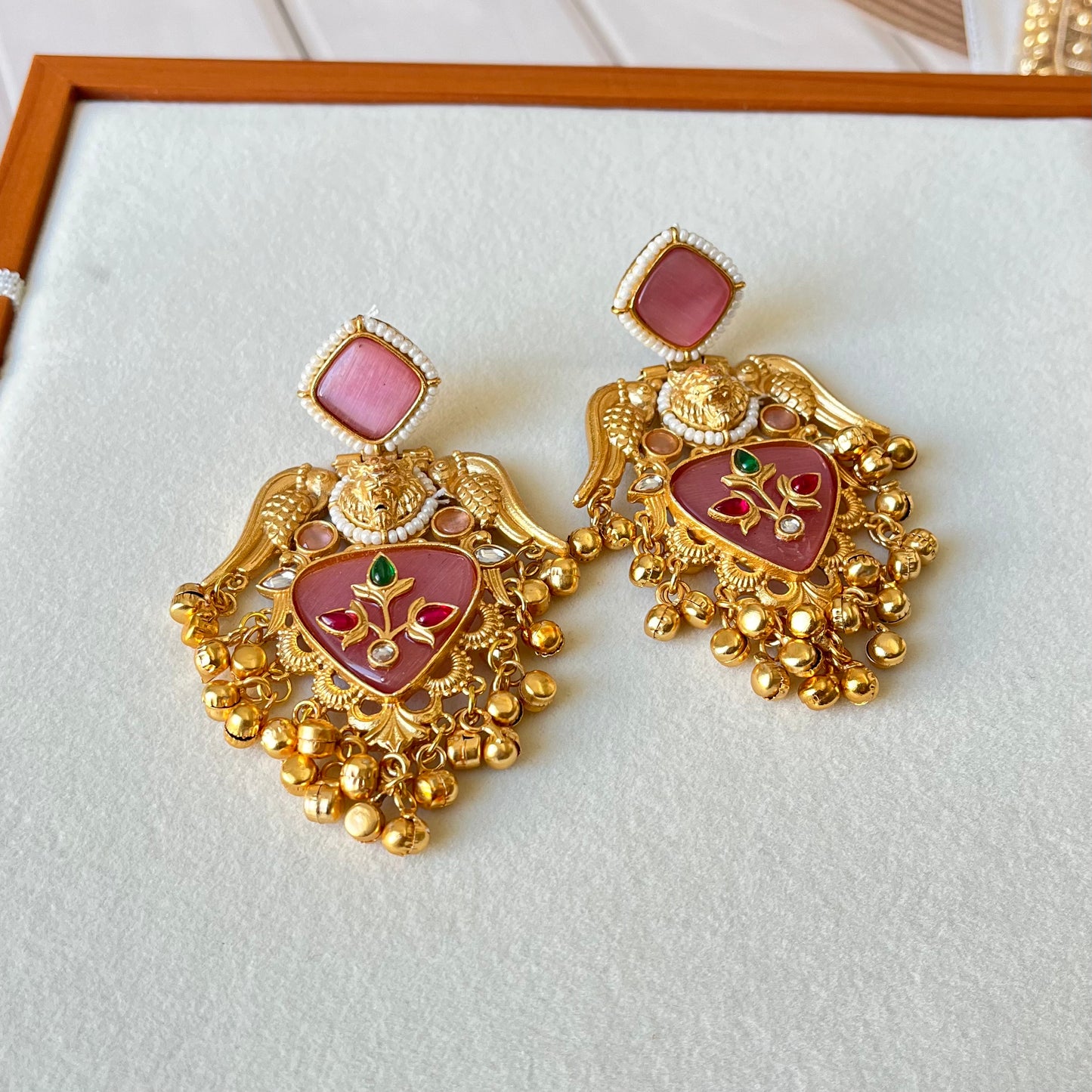 Stone Ghungroo Danglers Earrings