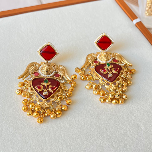 Stone Ghungroo Danglers Earrings