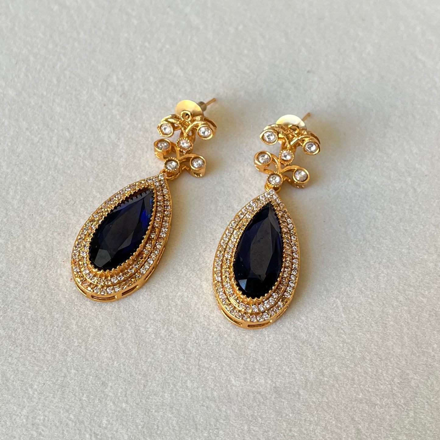 Dark Blue Stone Zircon Earring