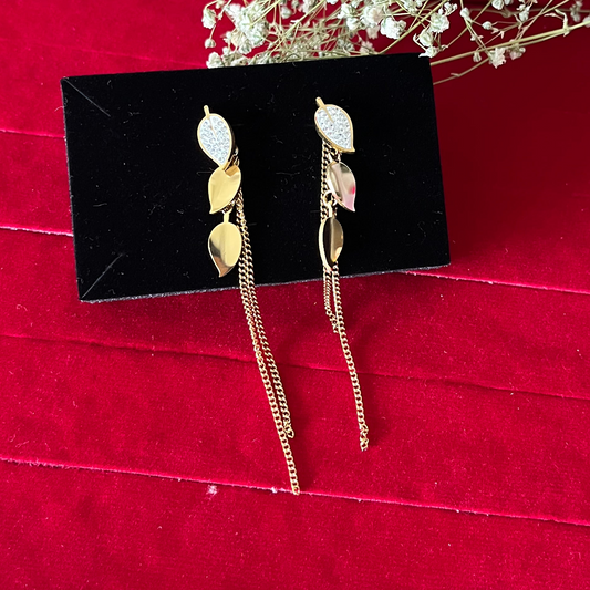 Gold Leaf Tassel Earring