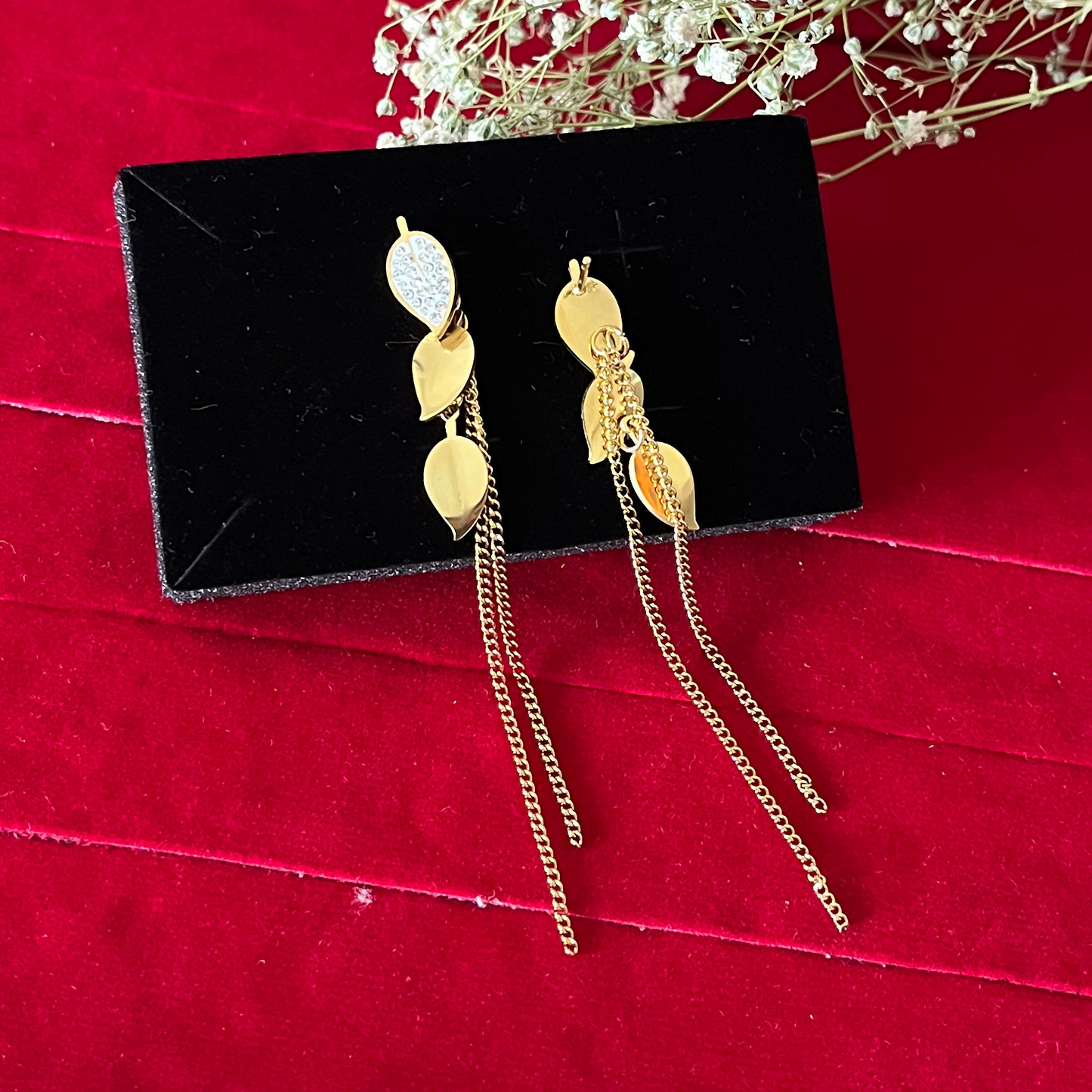 Gold Leaf Tassel Earring