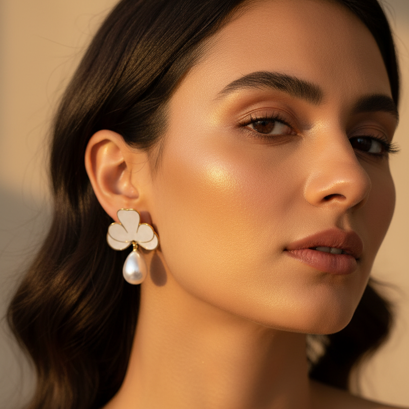 White Pearl Drop Earring