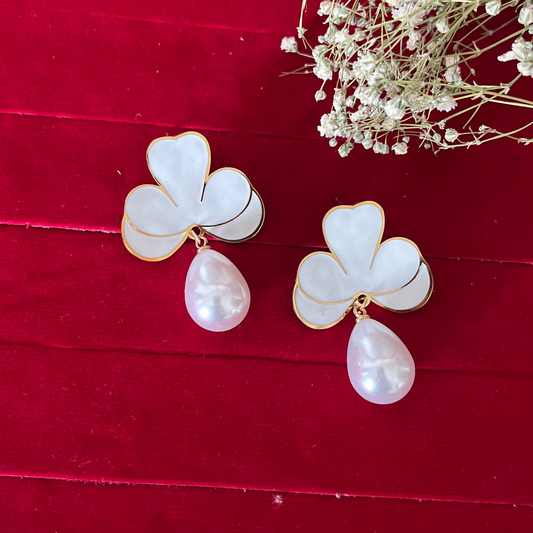 White Pearl Drop Earring