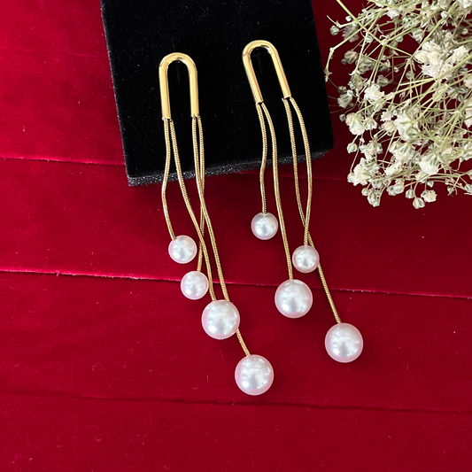 Gold Pearl Drop Earring