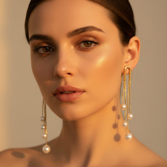 Gold Pearl Drop Earring